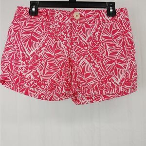 Lilly Pulitzer Punch Pink Stamped Print Callahan Shorts Women's Size 2 Pink Whit